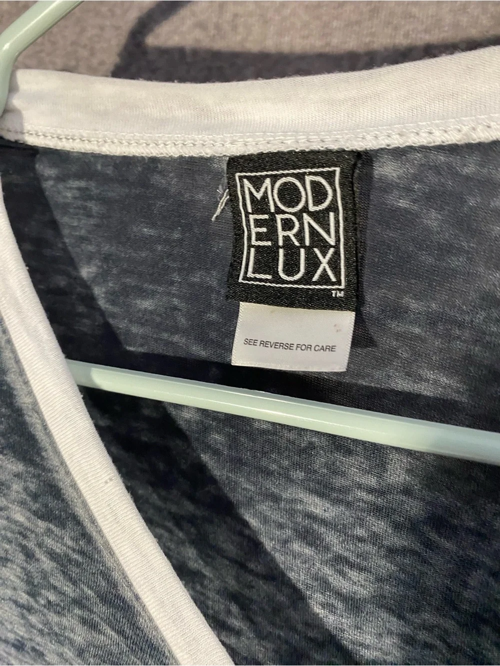 Modern Lux Large Gray Burnout Shirt You Break It You Buy It Striped Long Sleeve
